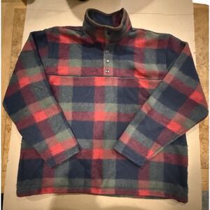 Men's XL Orvis pullover 1/4 snap button multicolor plaid Red green‎ Navy XL